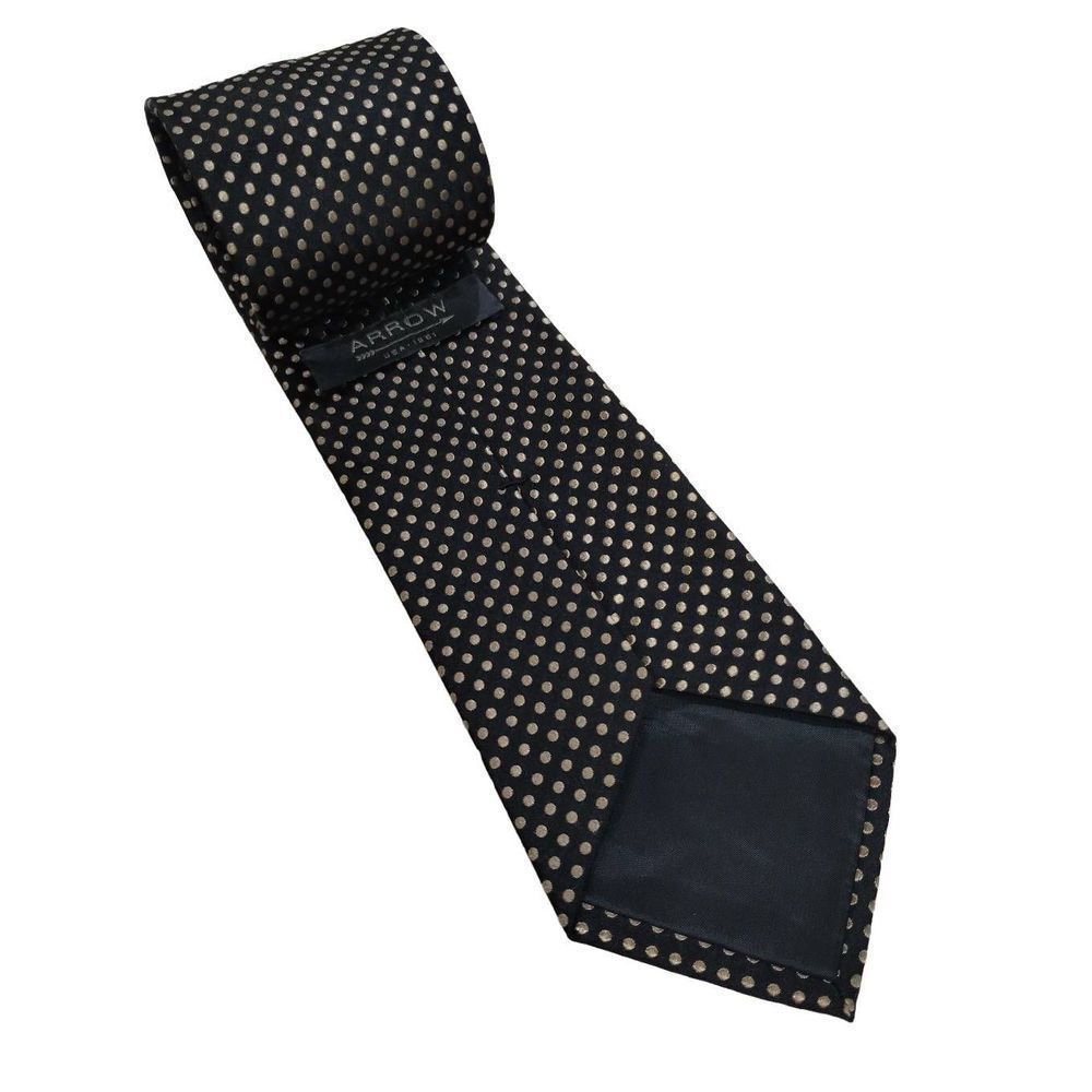 Vintage Arrow Black/Gold Polka Dot Tie, Christmas